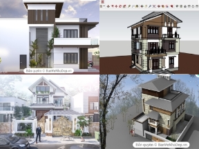Bộ sưu tập 6 bản vẽ CAD + File 3DMAX biệt thự 3 tầng [Kiến trúc, Kết cấu,...]